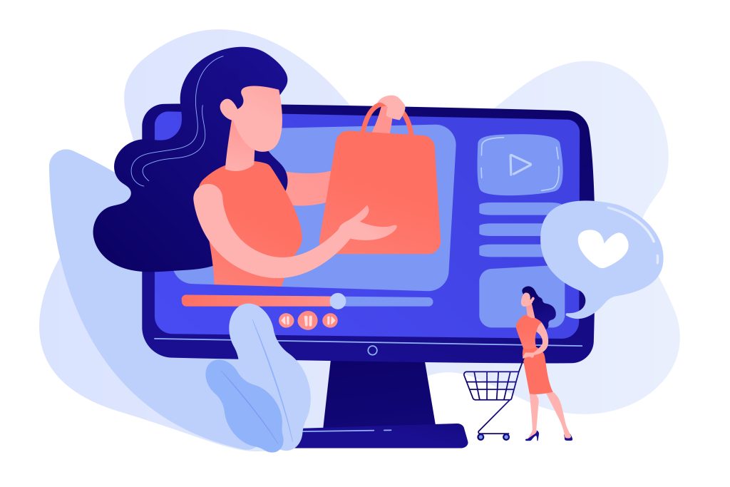 Shopping sprees video concept vector illustration.